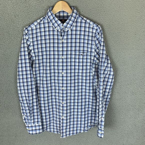 Vineyard Vines Shirt Mens S Blue Slim Fit Tucker Button Down Performance - Picture 1 of 6